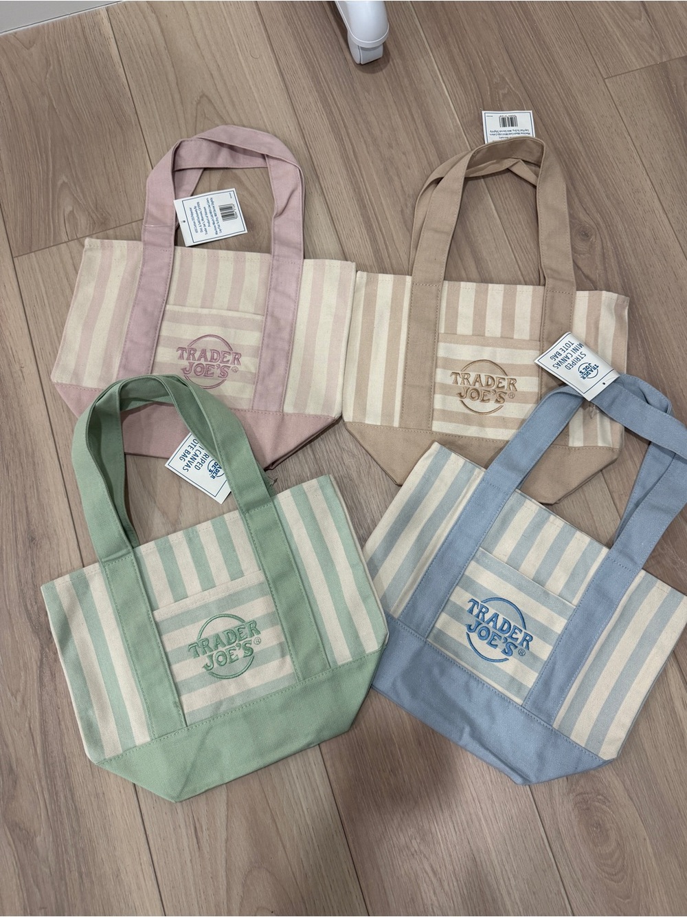 Trader Joe’s Mini Striped Canvas Tote Bags - Set of 4